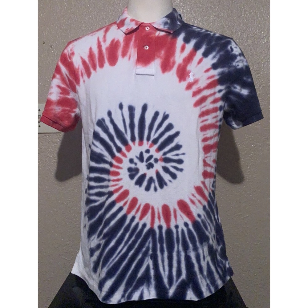 Polo Ralph Lauren Men's Large Custom Slim Fit Tie Dye Swirl Short Sleeve Shirt L